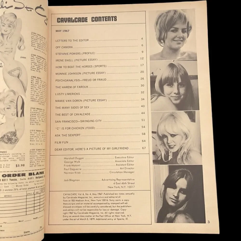 May 1967 Cavalcade Magazine Mamie Van Doren Stephanie Powers Vintage Pinups Nude